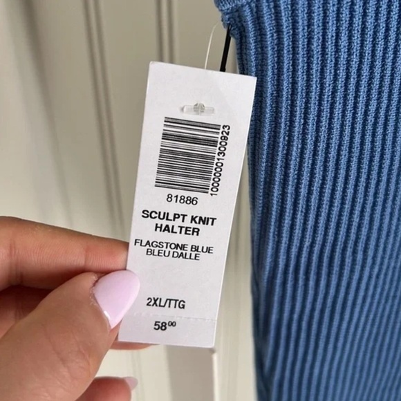 Aritzia Babaton Blue Sculpt Knit Halter Tank NWT - Picture 6 of 7